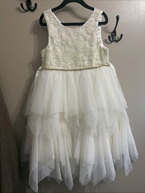 American Princess Ivory Lace Bodice Tulle Layered Party Dress SZ 6X/7